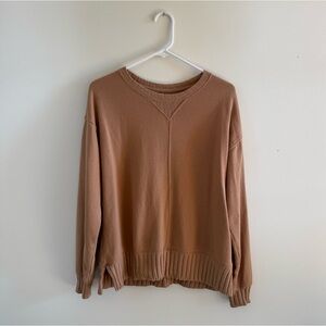 Oversized Sonoma Women's Camel Crew Neck Sweater / Sweatshirt